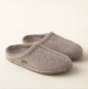 Haflinger AS Boiled Wool Slippers Cozy Slip-On Wool Felt Slippers in Taupe